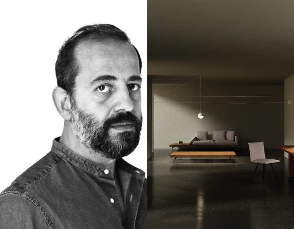 Cover foto voor String Light Cone hanglamp van ontwerper Michael Anastassiades